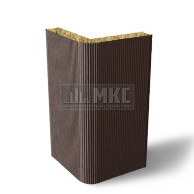 Угловые сэндвич-панели вертикальные из минеральной ваты, ширина 1200 мм, толщина 20 мм, RAL8017