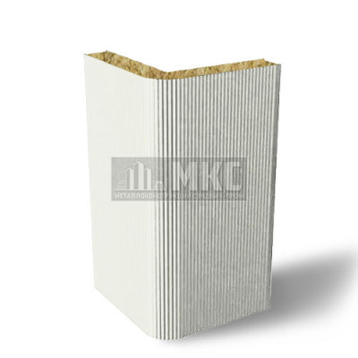 Угловые сэндвич-панели вертикальные из минеральной ваты, ширина 1200 мм, толщина 40 мм, RAL9003