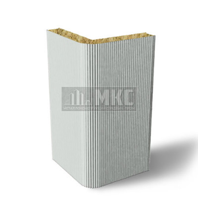 Угловые сэндвич-панели вертикальные из минеральной ваты, ширина 1000 мм, толщина 10 мм, RAL7035