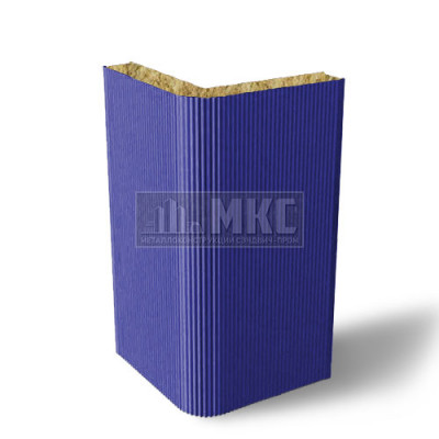 Угловые сэндвич-панели вертикальные из минеральной ваты, ширина 1200 мм, толщина 10 мм, RAL5002