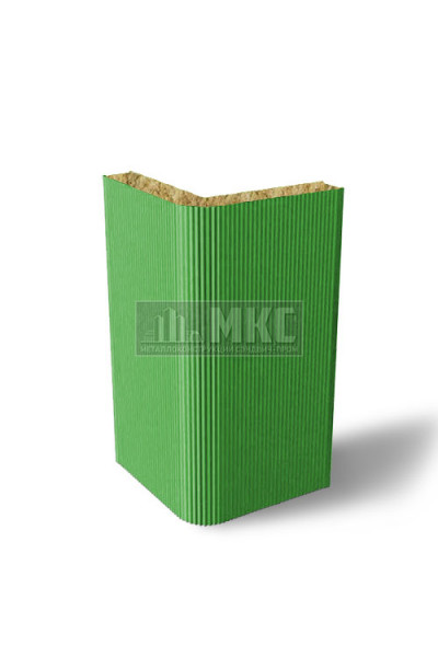 Угловые сэндвич-панели вертикальные из минеральной ваты, ширина 1000 мм, толщина 40 мм, RAL6018