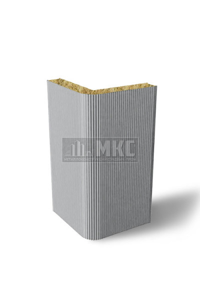 Угловые сэндвич-панели вертикальные из минеральной ваты, ширина 1000 мм, толщина 40 мм, RAL7004