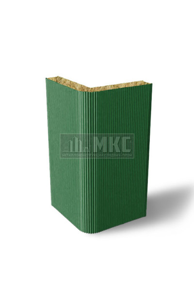 Угловые сэндвич-панели вертикальные из минеральной ваты, ширина 1000 мм, толщина 10 мм, RAL6002