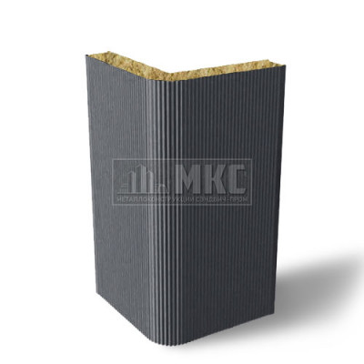 Угловые сэндвич-панели вертикальные из минеральной ваты, ширина 1200 мм, толщина 20 мм, RAL7024