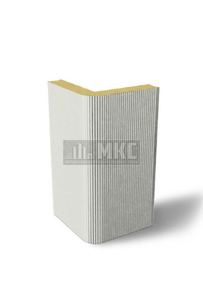 Угловые сэндвич-панели вертикальные из пенополиизоцианурата, ширина 1200 мм, толщина 40 мм, RAL9002