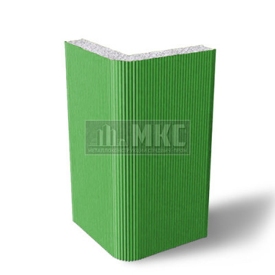 Угловые сэндвич-панели вертикальные из пенополистирола, ширина 1200 мм, толщина 10 мм, RAL6018