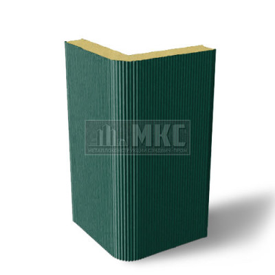 Угловые сэндвич-панели вертикальные из пенополиуретана, ширина 1200 мм, толщина 10 мм, RAL6005