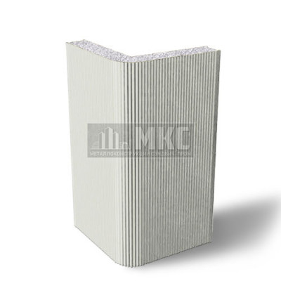 Угловые сэндвич-панели вертикальные из пенополистирола, ширина 1200 мм, толщина 30 мм, RAL9002