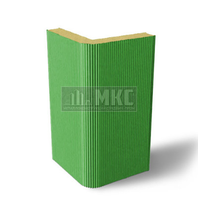 Угловые сэндвич-панели вертикальные из пенополиуретана, ширина 1200 мм, толщина 10 мм, RAL6018