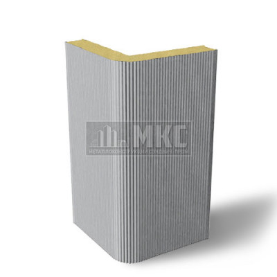 Угловые сэндвич-панели вертикальные из пенополиуретана, ширина 1000 мм, толщина 20 мм, RAL7004