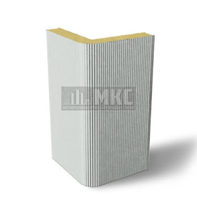 Угловые сэндвич-панели вертикальные из пенополиуретана, ширина 1000 мм, толщина 20 мм, RAL7035