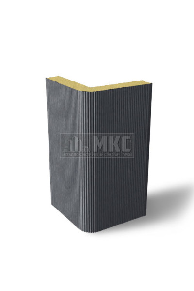 Угловые сэндвич-панели вертикальные из пенополиуретана, ширина 1000 мм, толщина 10 мм, RAL7024