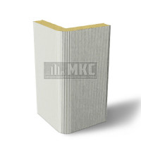 Угловые сэндвич-панели вертикальные из пенополиуретана, ширина 1200 мм, толщина 10 мм, RAL9002