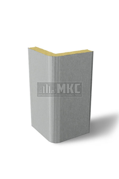 Угловые сэндвич-панели вертикальные из пенополиуретана, ширина 1000 мм, толщина 20 мм, RAL9006