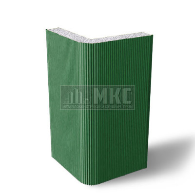 Угловые сэндвич-панели вертикальные из пенополистирола, ширина 1200 мм, толщина 10 мм, RAL6002