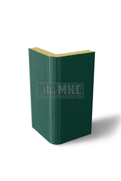 Угловые сэндвич-панели вертикальные из пенополиуретана, ширина 1200 мм, толщина 20 мм, RAL6005