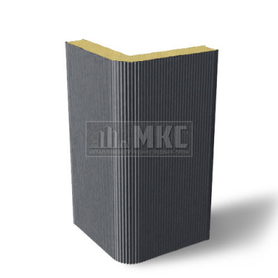 Угловые сэндвич-панели вертикальные из пенополиуретана, ширина 1000 мм, толщина 50 мм, RAL7024