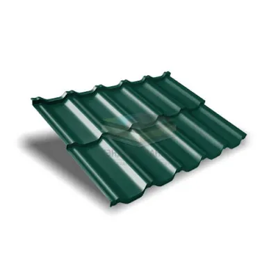 Металлочерепица модульная квинта Uno c 3D резом 0,45 RAL 6005 Drap