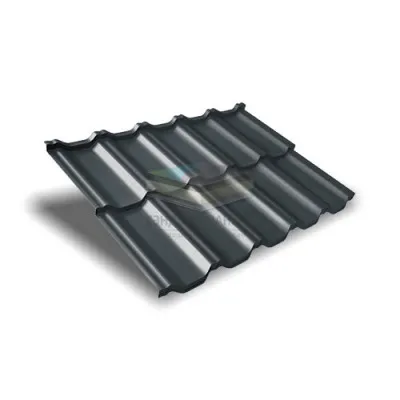 Металлочерепица модульная квинта Uno c 3D резом 0,45 RAL 7016 Drap