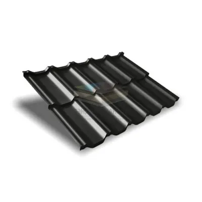 Металлочерепица модульная квинта Uno c 3D резом 0,45 RAL 9005 Drap