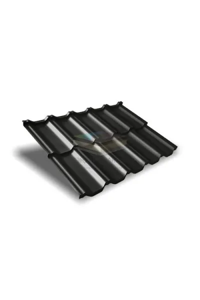 Металлочерепица модульная квинта Uno c 3D резом 0,5 RAL 9005 Satin Мatt