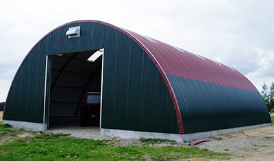 Сводчатая кровля профлистом С44ПГ RAL 6005